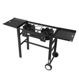 2 Burner Outdoor Propane Gas Stove, 150,000 BTU Propane LPG Gas Camping Stove, Foldable Heavy-duty Carbon Steel Outdoor Cooker 2 Burner Outdoor Propane Gas Stove, 150,000 BTU Propane LPG Gas Camping Stove, Foldable Heavy-duty Carbon Steel Outdoor Cooker